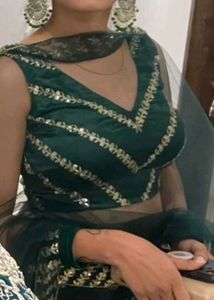 Dark Green Floral Digital print Lehenga Choli Set