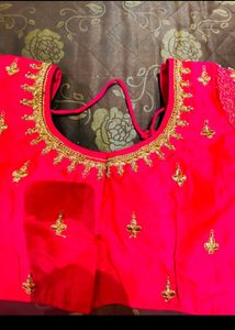 Hot Pink Embroidered Saree Blouse
