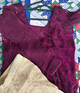 Elegant wine Silk Kurta set 💕