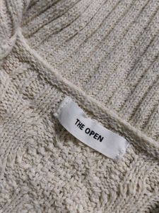 Cream Cable Knit Quarter Zip Sweater