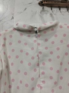Chic Polka Dot Tie Neck Blouse