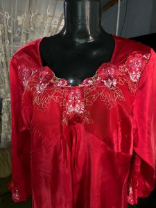 Beautiful Red Embellished Satin blouse