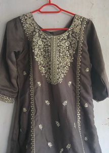 Elegant Grey Embroidered Gharara Suit