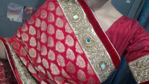 Red Embroidered Sadar Mekhela Saree