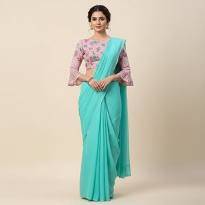Floral Saree with Pink Blouse