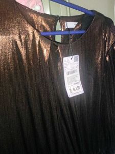 Mango Bronze Metallic Maxi Dress