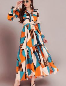 Abstract Print Cutout Midi Dress