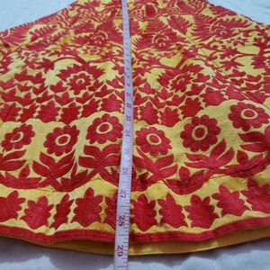 Yellow &amp; Red Embroidered Lehenga Set