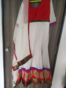 Georgette white dress with dupatta