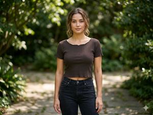 Trendy Brown Cropped Ribbed Top