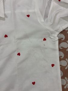 NEW White Heart Print Button-Up Shirt
