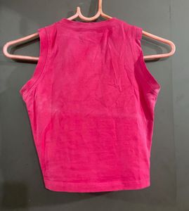 Hot Pink Sleeveless Cropped Top