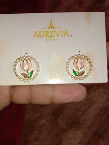 Aurevia Pearl &amp; Enamel Flower Stud Earrings
