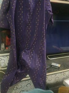 Elegant Purple Kurta with Golden Print
