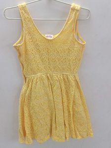 Yellow Lace Mini Dress