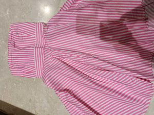 Pink Striped Strapless Dress