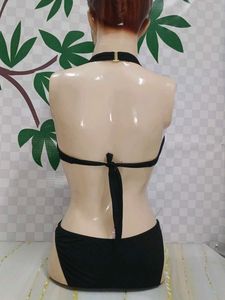 (1432)Black Cutout Monokini Swimsuit