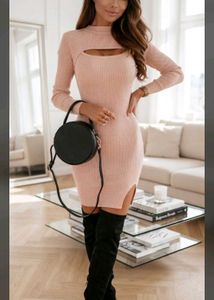 Chic Pink Cutout Sweater Dress