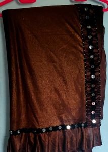 Elegant Brown Sequin Saree