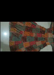 Tiered Patchwork Maxi Kurta with erring Maan tika
