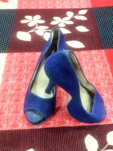 Blue Peep-Toe Heels