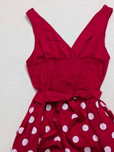 Red Polka Dot Micro Mini Dress(32 inches length)