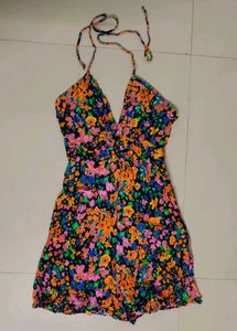Floral Halter Neck Mini Dress