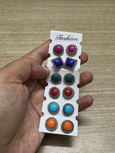 Set of 6 Pairs Stud Earrings