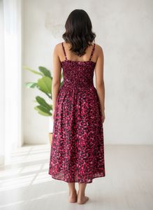 Chic Smoked Floral Print Dress