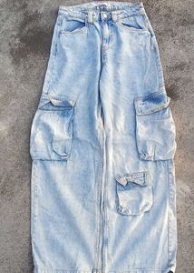 Trendy highly moving Light Wash Cargo Jeans
