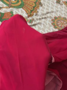 Pink &amp; Red Colorblock Kurta