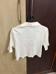 H&amp;M Ribbed Collared Crop Top