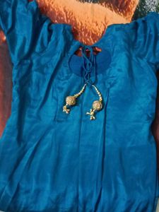 Teal Kurta Set with Gold Embellishments