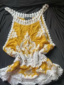 Yellow Crochet Trim Tank Top