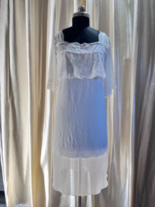 Elegant White Lace Trimmed Maxi Dress