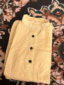 Yellow Textured Button-Down Shirt