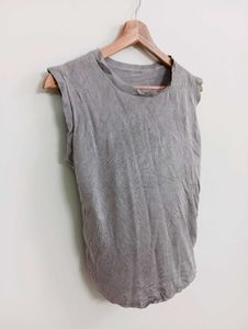 Grey Textured Sleeveless Top