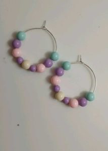 Pastel Beaded Hoop Earrings