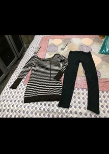 Striped Tunic Top and winter stockings grey