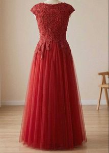 Elegant Red Lace Evening Gown