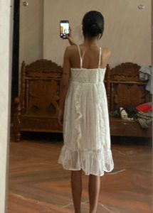White Ruffle Midi Dress