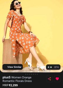 PlusS Orange Romantic Floral Dress