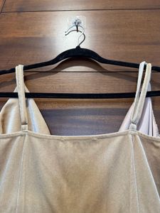 Elegant champagne gold midi dress