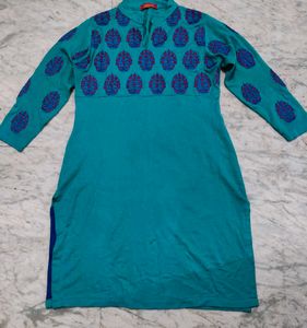 Teal Embroidered Kurti
