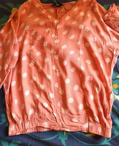 Cute Polka Dot Button-Up Blouse