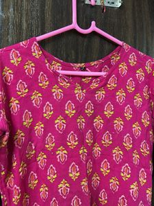 Pink Block Print Kurta