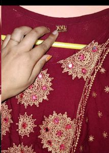 Maroon Kurta with Gold Print