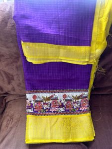 elegant Purple Saree with  unstitched blouse