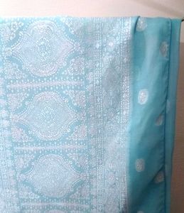 Elegant Modern Sky Blue Silk Saree