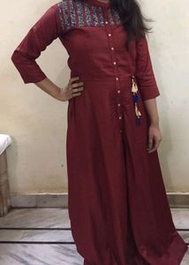 Maroon Embroidered Kurti Dress